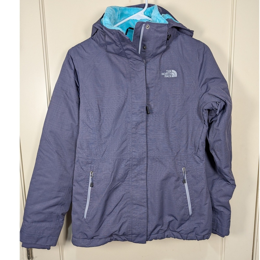 The North Face Womens HyVent Fleece Lined Hooded Jacket Purple Heather Small